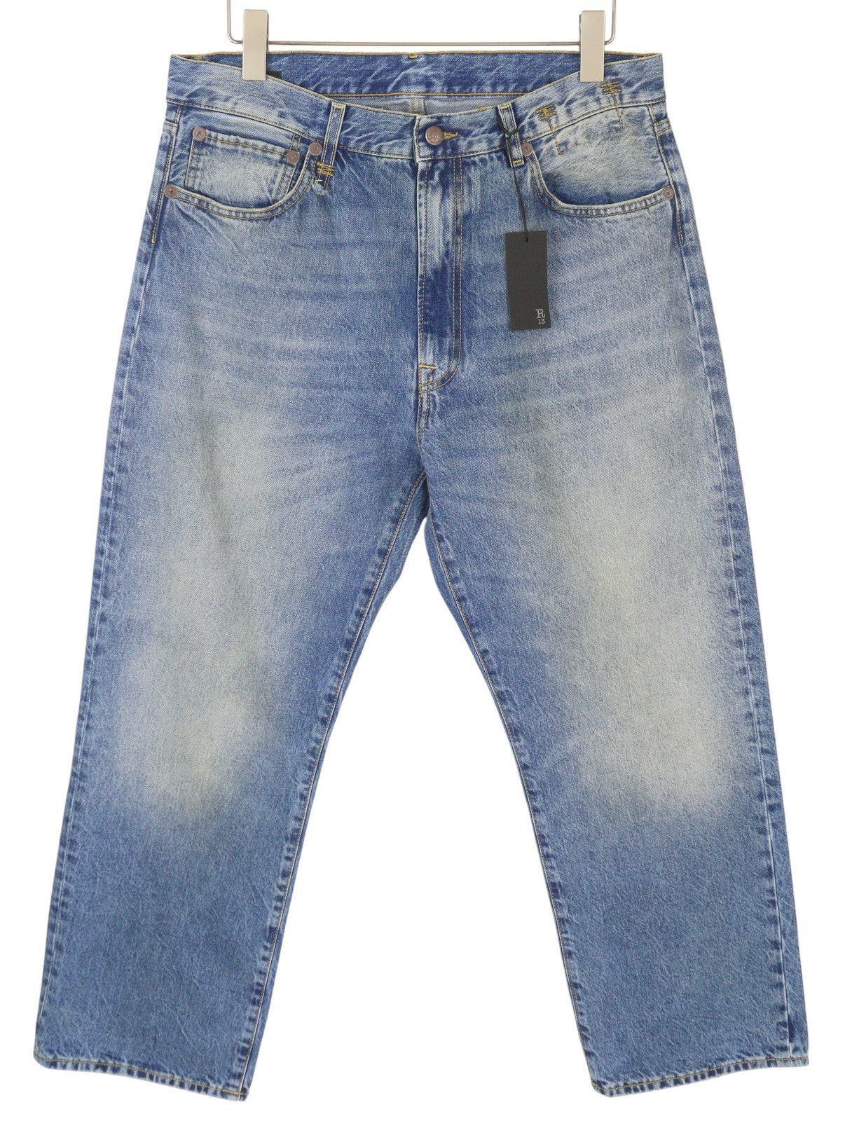 R13 Cuffed X-BF Women Jeans 31 Jasper Straight Whiskers Faded Blue Zip FW25