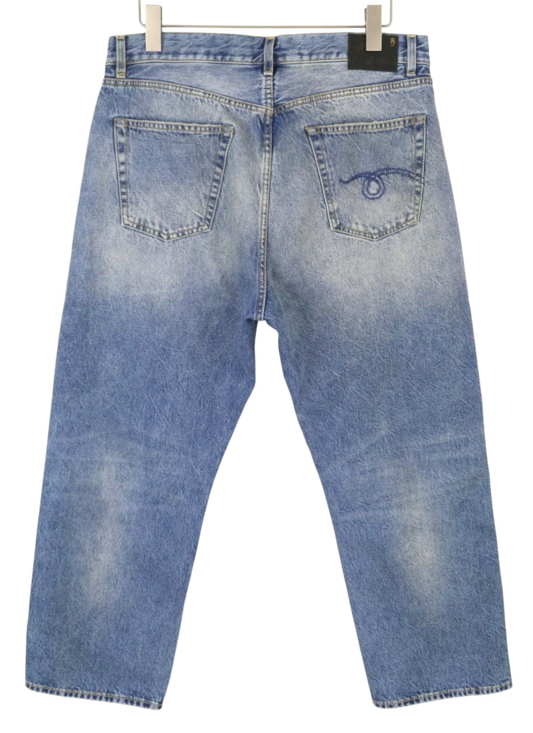 R13 Cuffed X-BF Women Jeans 31 Jasper Straight Whiskers Faded Blue Zip FW25