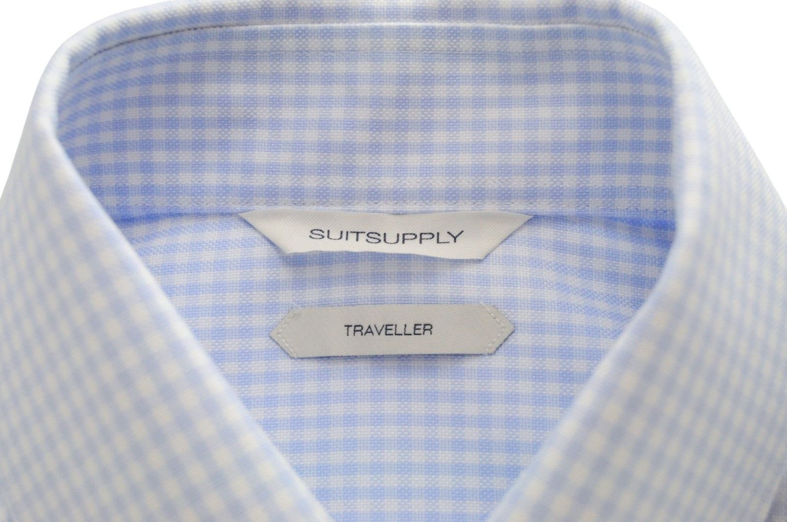 SUITSUPPLY Traveller Men's Formal Shirt 35 Slim Twill Checked Cotton Button-Down