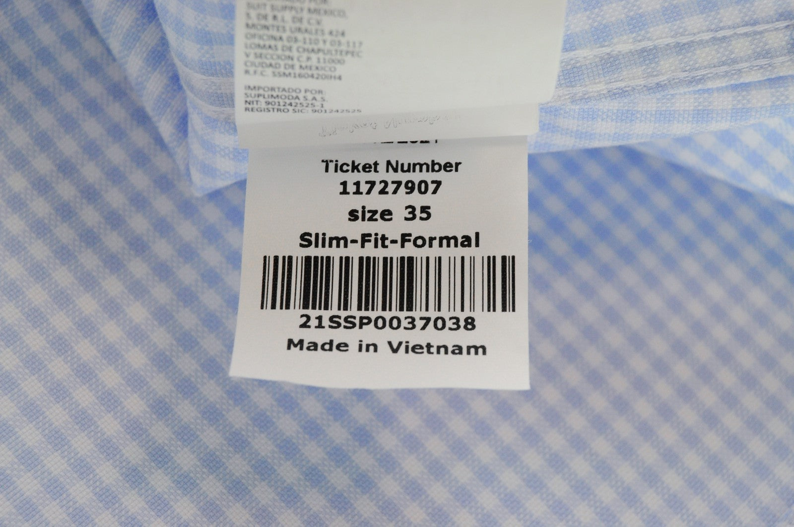 SUITSUPPLY Traveller Men's Formal Shirt 35 Slim Twill Checked Cotton Button-Down