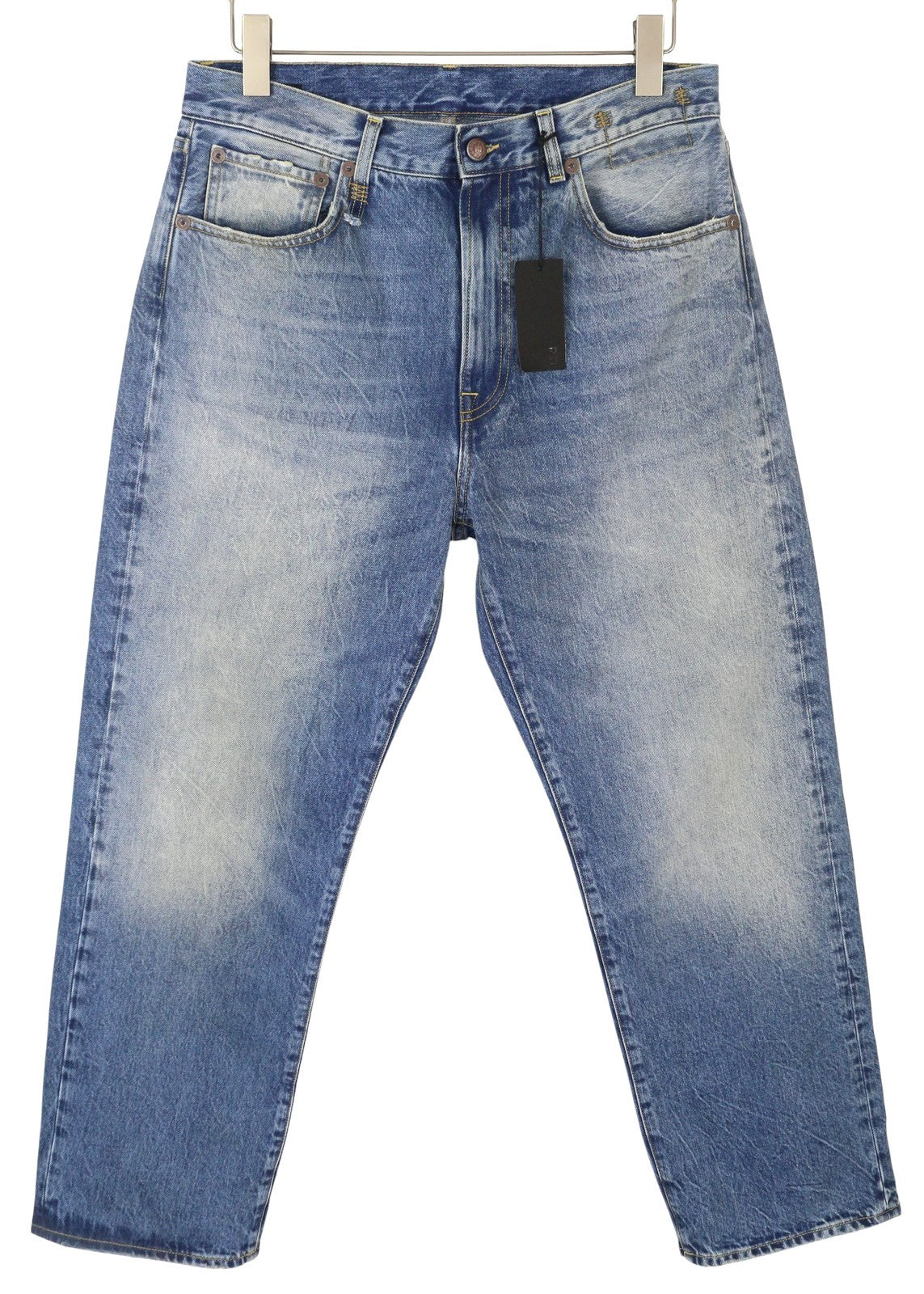 R13 Cuffed X-BF Women Jeans 28 Jasper Straight Whiskers Faded Blue Zip PF25