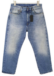 R13 Cuffed X-BF Women Jeans 28 Jasper Straight Whiskers Faded Blue Zip PF25
