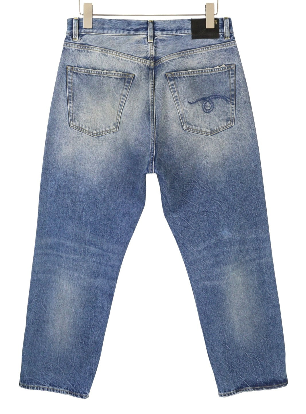 R13 Cuffed X-BF Women Jeans 28 Jasper Straight Whiskers Faded Blue Zip PF25