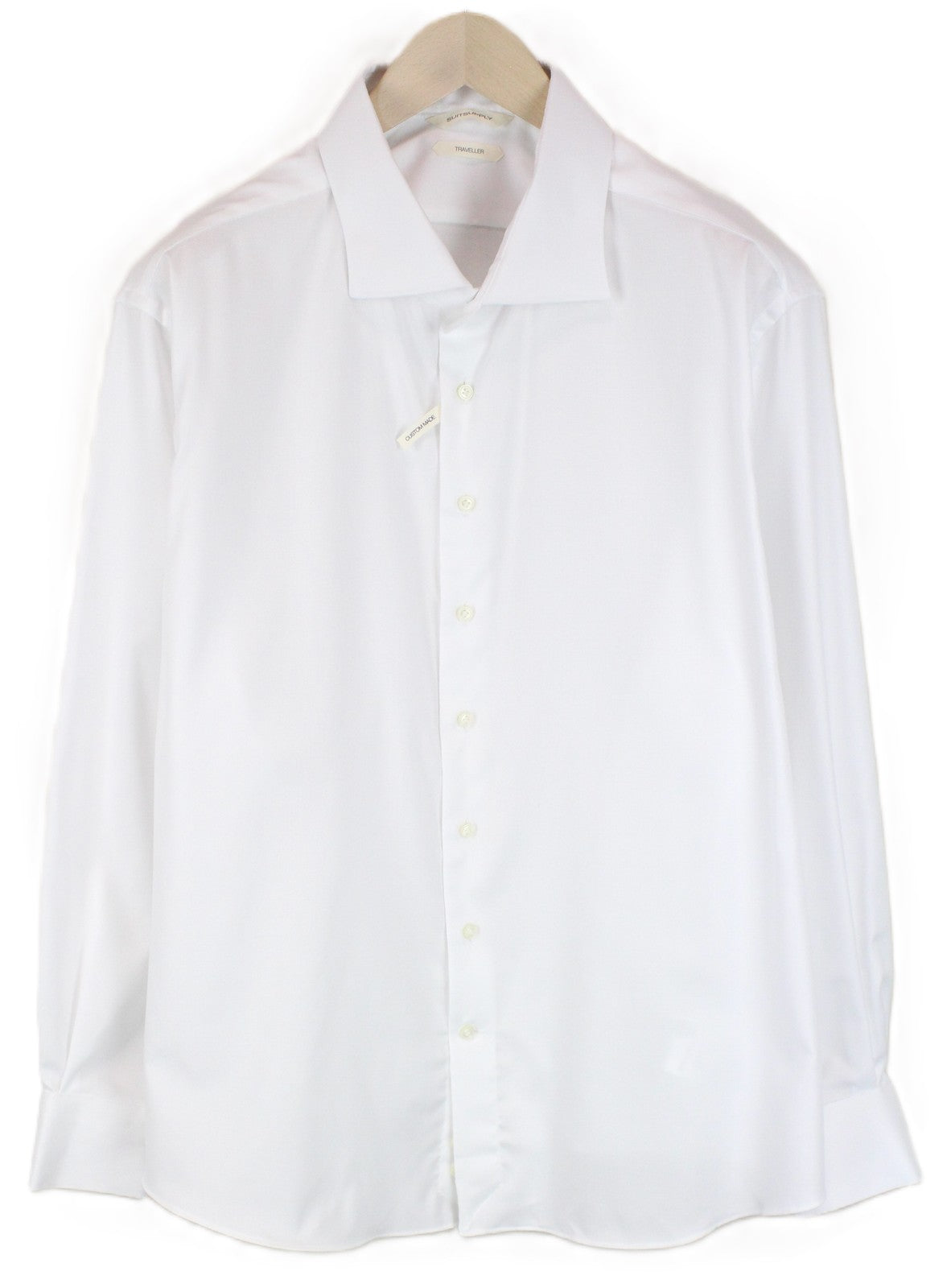 SUITSUPPLY Traveller Men's Formal Shirt 48 White Slim Pure Cotton Cutaway Collar