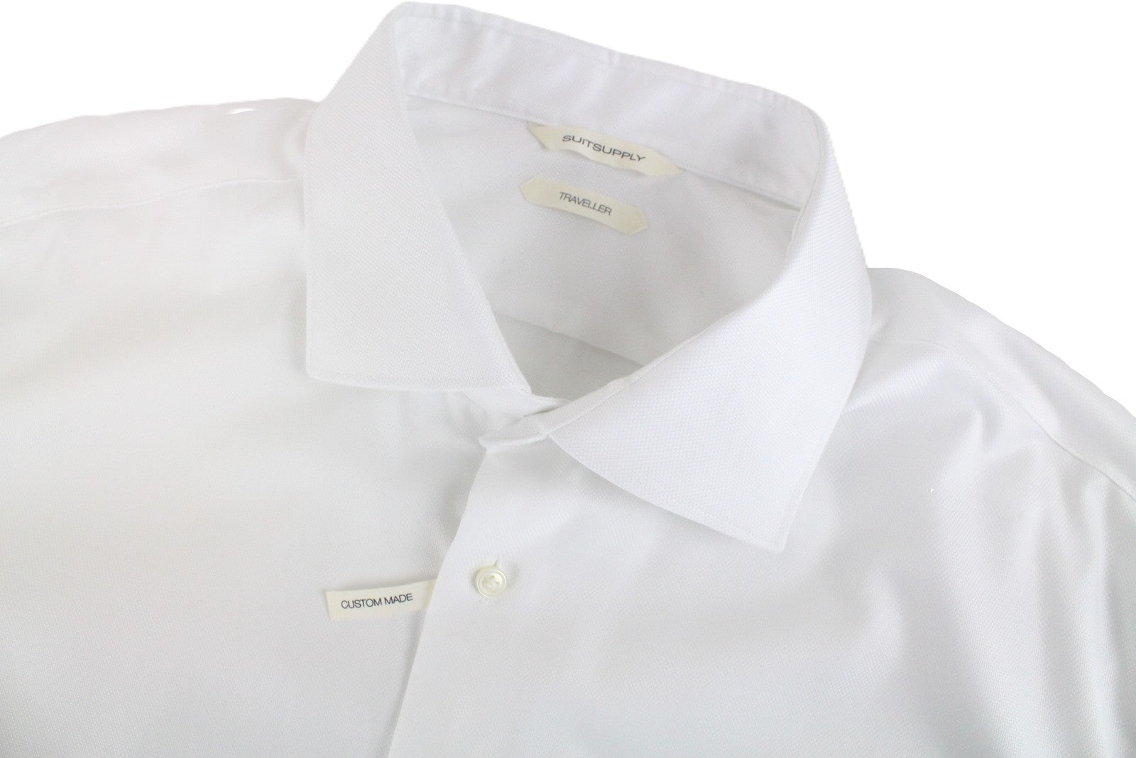 SUITSUPPLY Traveller Men's Formal Shirt 48 White Slim Pure Cotton Cutaway Collar