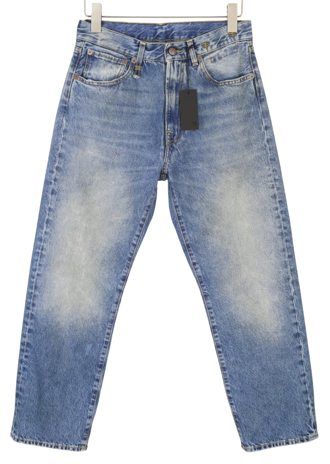 R13 Cuffed X-BF Women Jeans 25 Jasper Straight Whiskers Faded Blue Zip FW25
