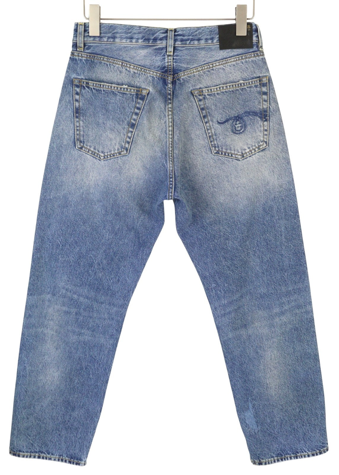 R13 Cuffed X-BF Women Jeans 25 Jasper Straight Whiskers Faded Blue Zip FW25