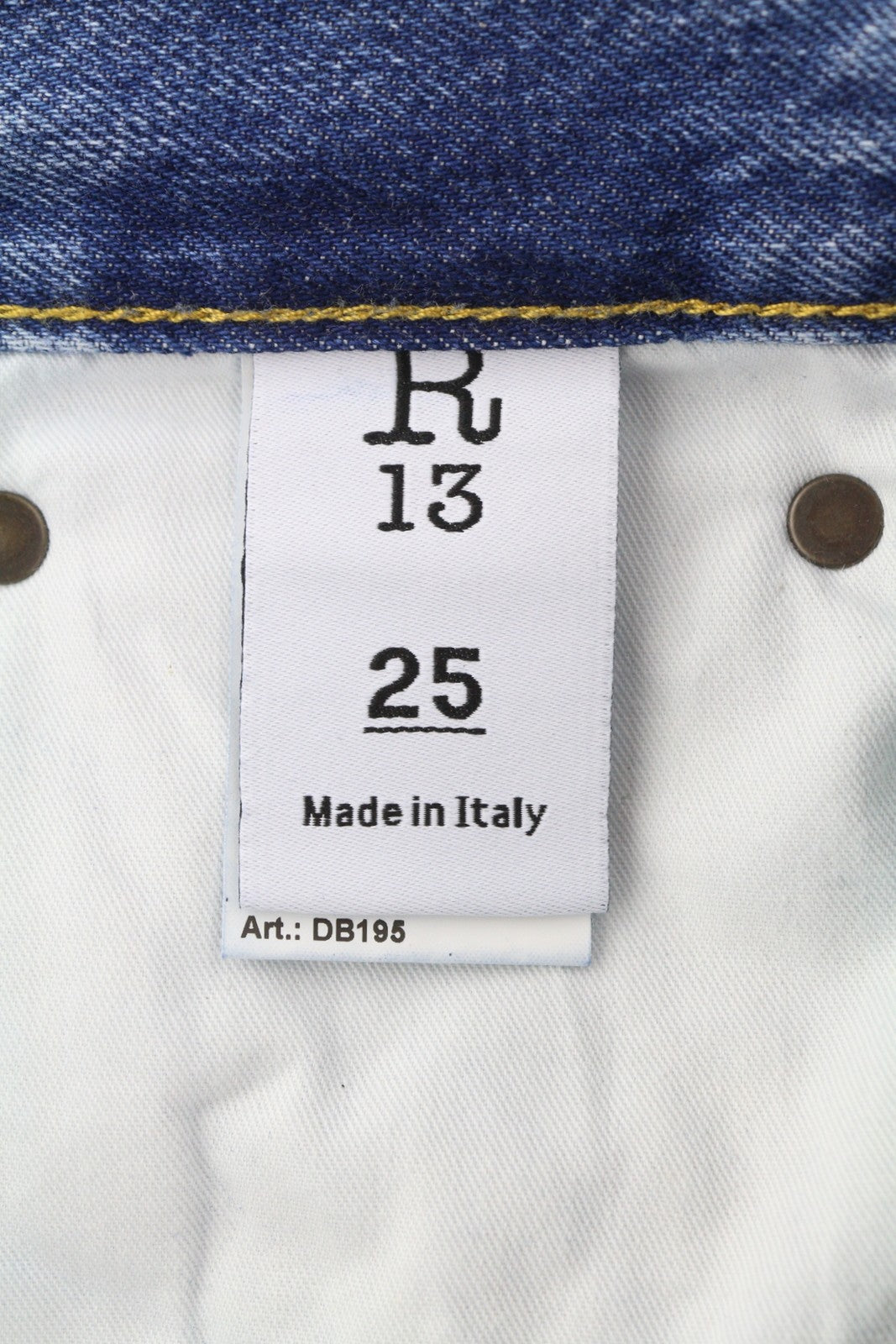 R13 Cuffed X-BF Women Jeans 25 Jasper Straight Whiskers Faded Blue Zip FW25