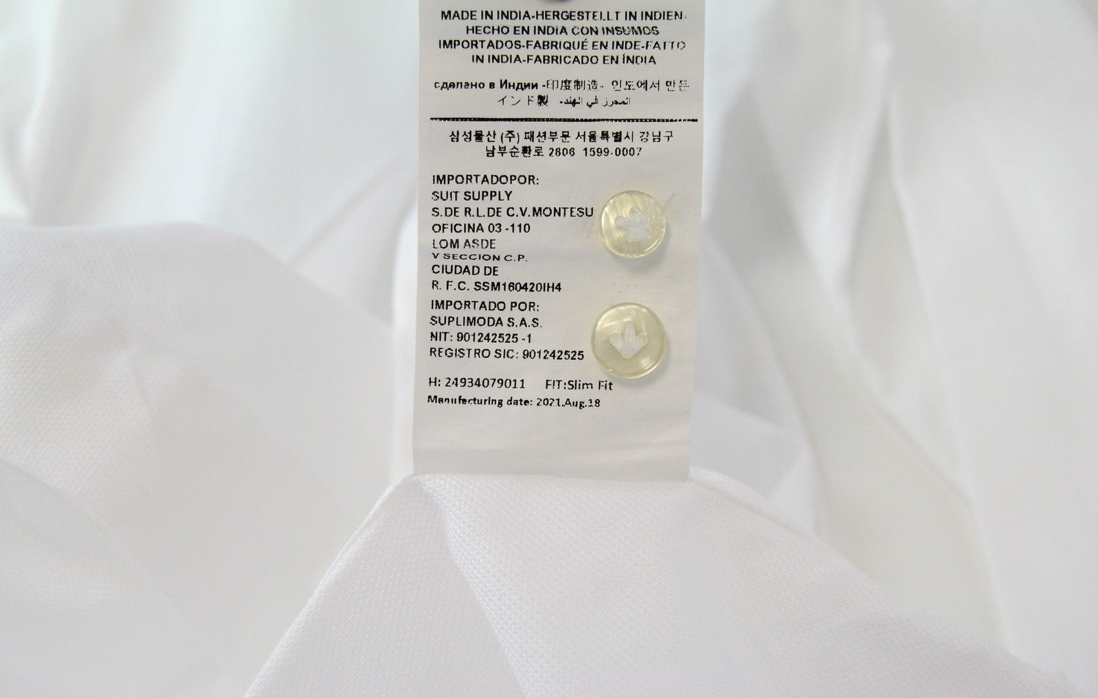 SUITSUPPLY Men's Formal Shirt ~S Slim Fit Long Sleeve Spread Collar Pure Cotton