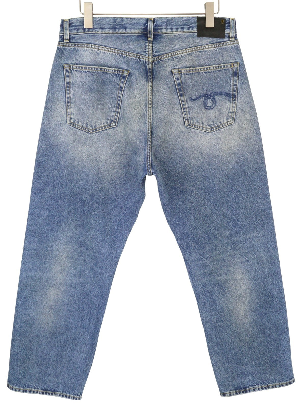 R13 Cuffed X-BF Women Jeans 30 Jasper Straight Fit Faded Blue Zip Fly Denim FW25