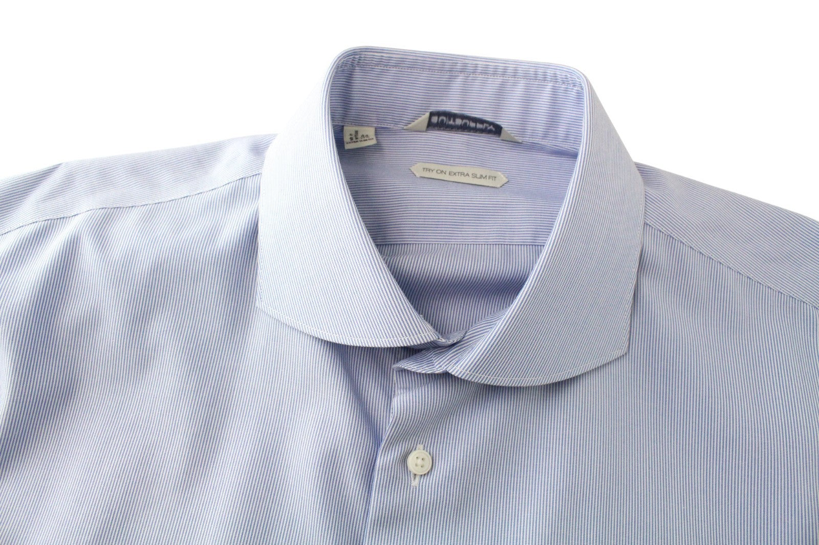 SUITSUPPLY Men's Formal Shirt 44/17.5 Blue Pure Cotton Extra Slim Long Sleeve