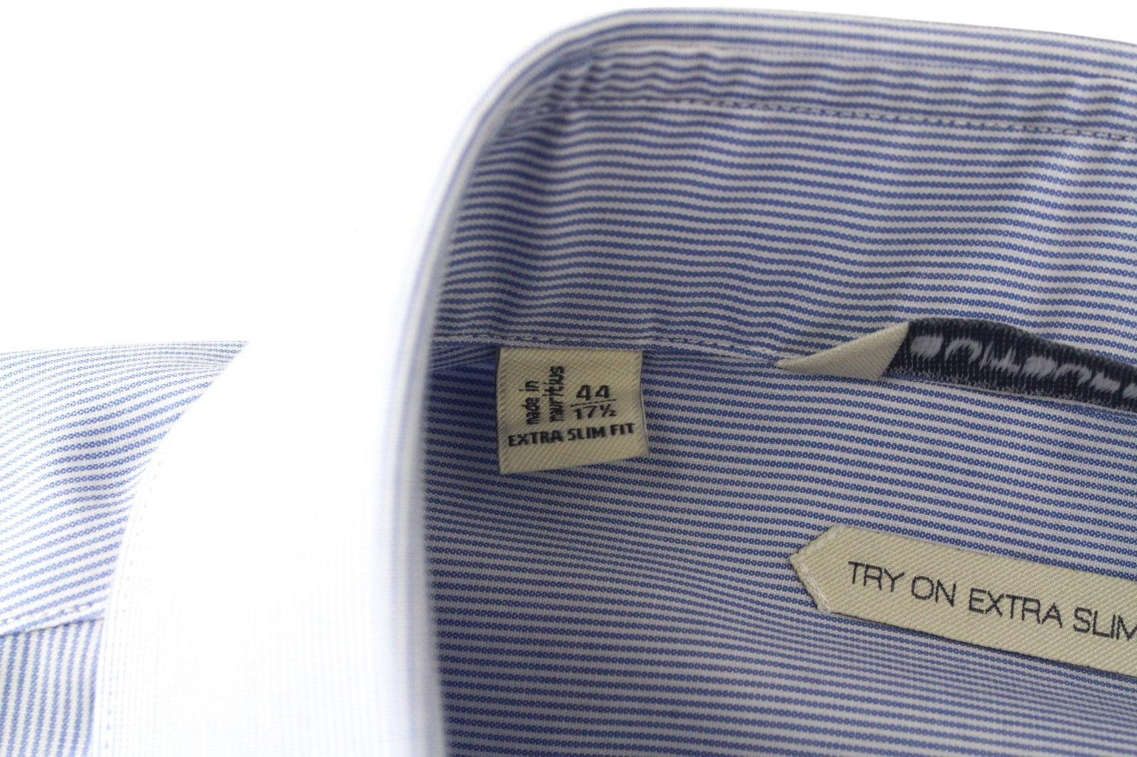 SUITSUPPLY Men's Formal Shirt 44/17.5 Blue Pure Cotton Extra Slim Long Sleeve