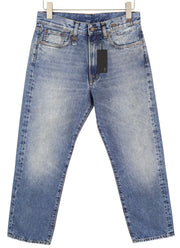 R13 Boyfriend Women Jeans 26 Jasper Straight Cropped Whiskers Faded Blue PF25