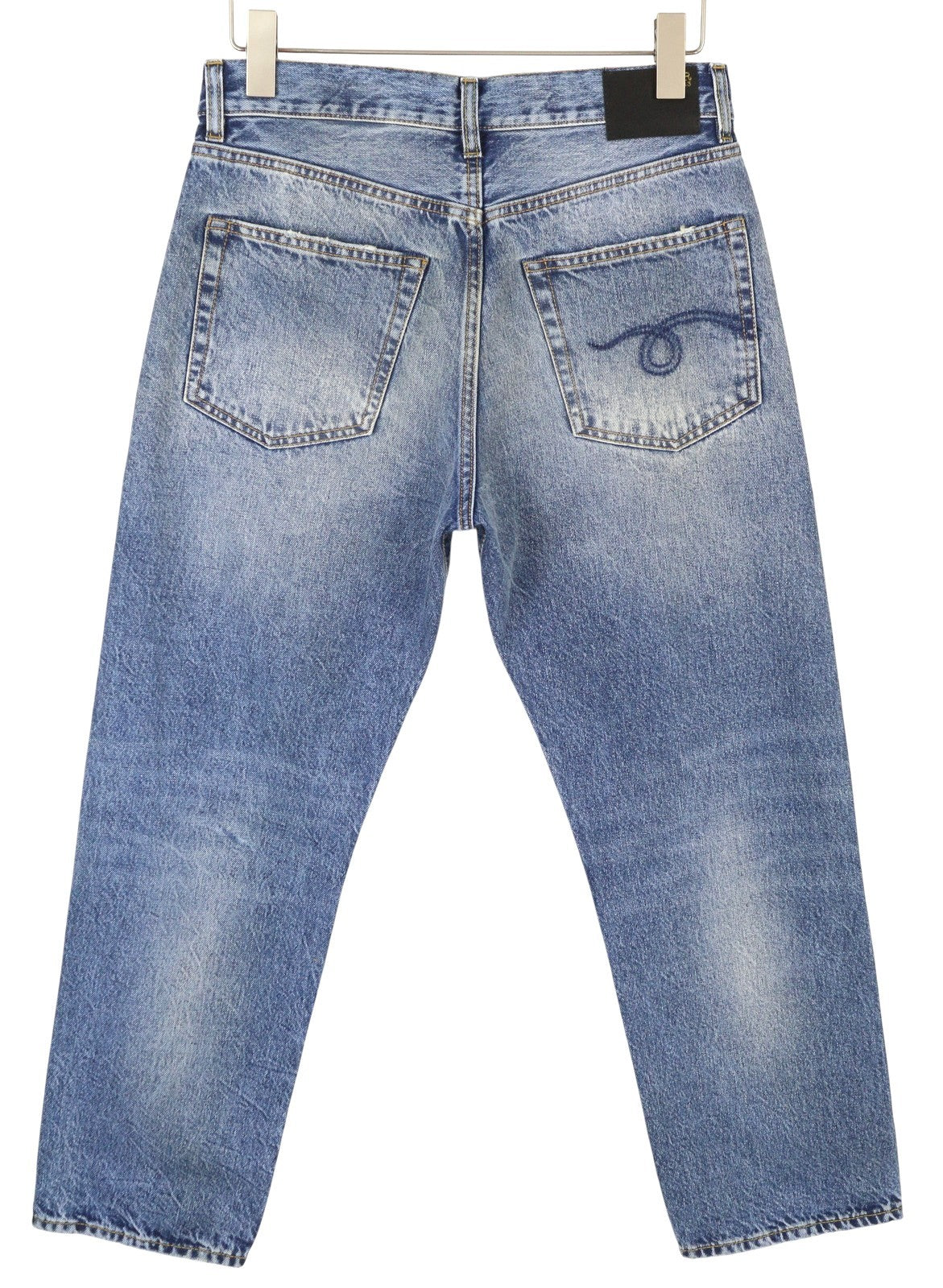 R13 Boyfriend Women Jeans 26 Jasper Straight Cropped Whiskers Faded Blue PF25