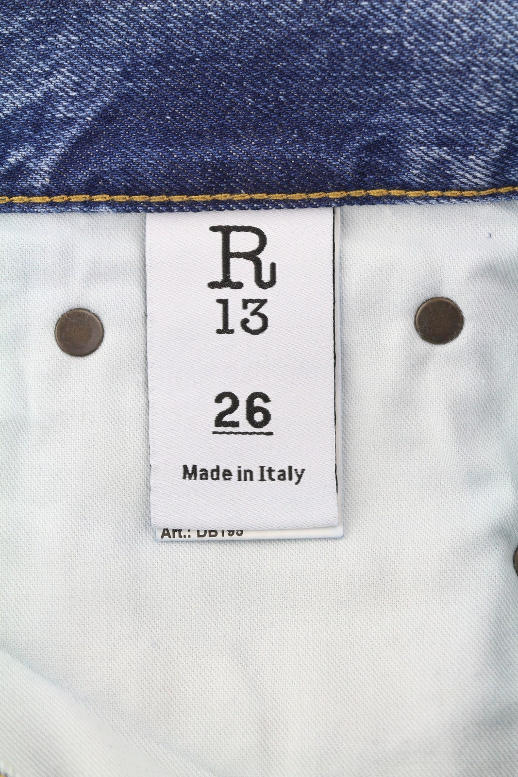 R13 Boyfriend Women Jeans 26 Jasper Straight Cropped Whiskers Faded Blue PF25