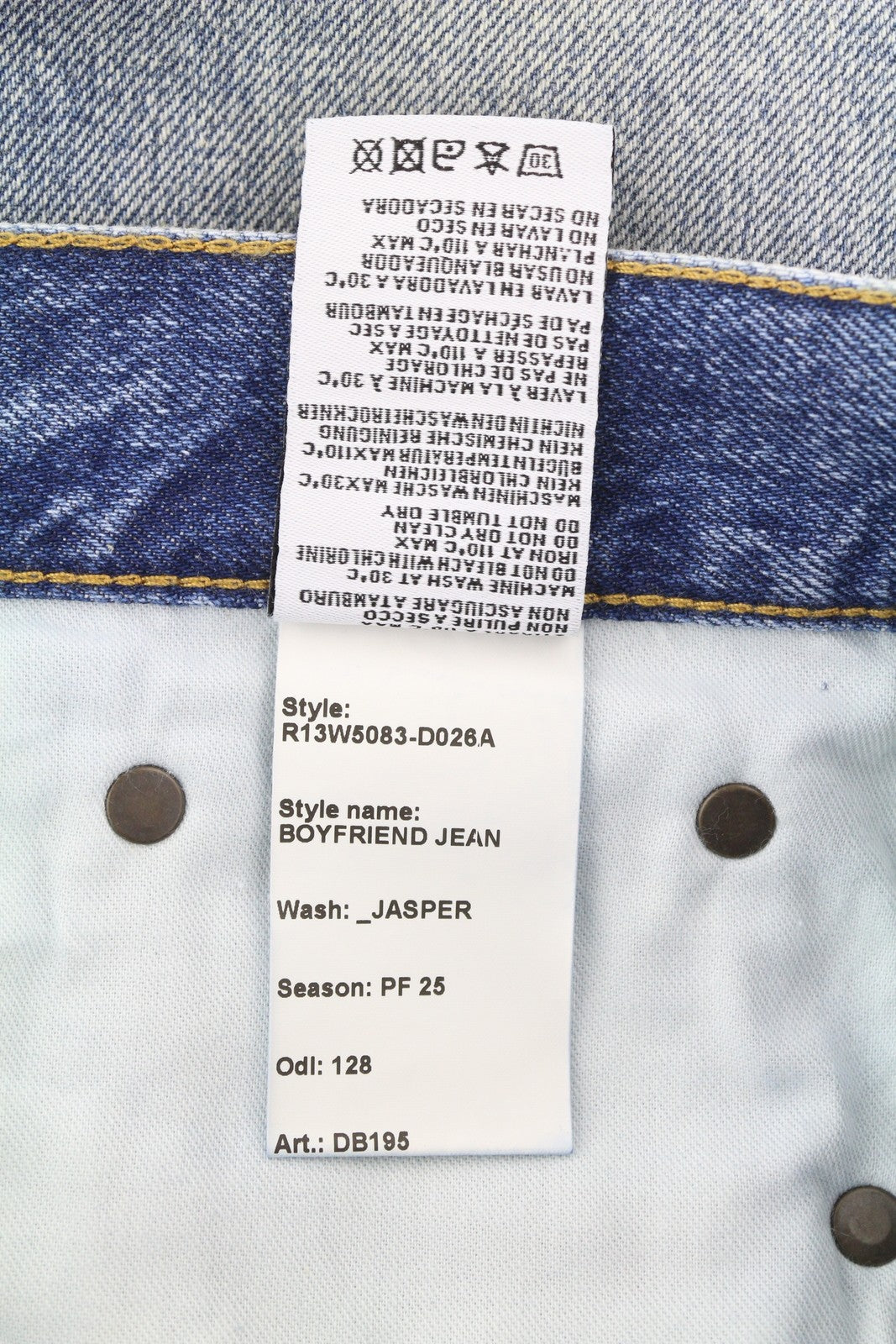 R13 Boyfriend Women Jeans 26 Jasper Straight Cropped Whiskers Faded Blue PF25