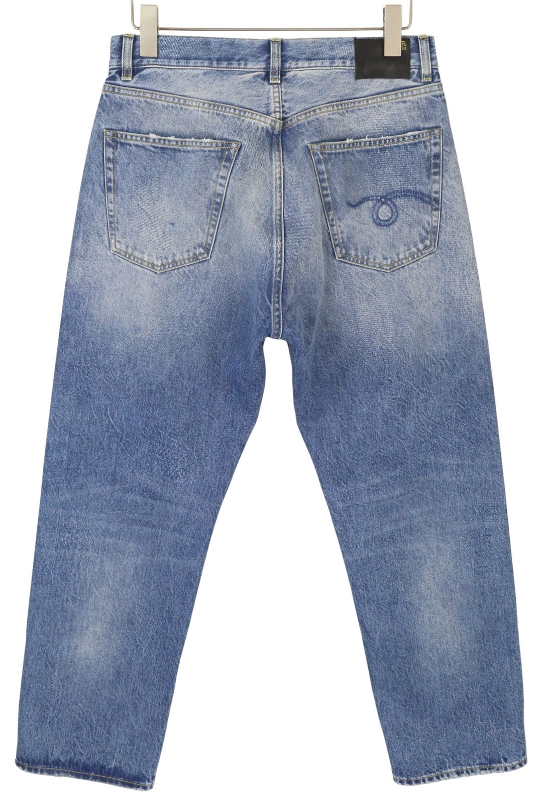 R13 Cuffed X-BF Women Jeans 27 Jasper Straight Fit Faded Blue Zip Fly Denim PF25