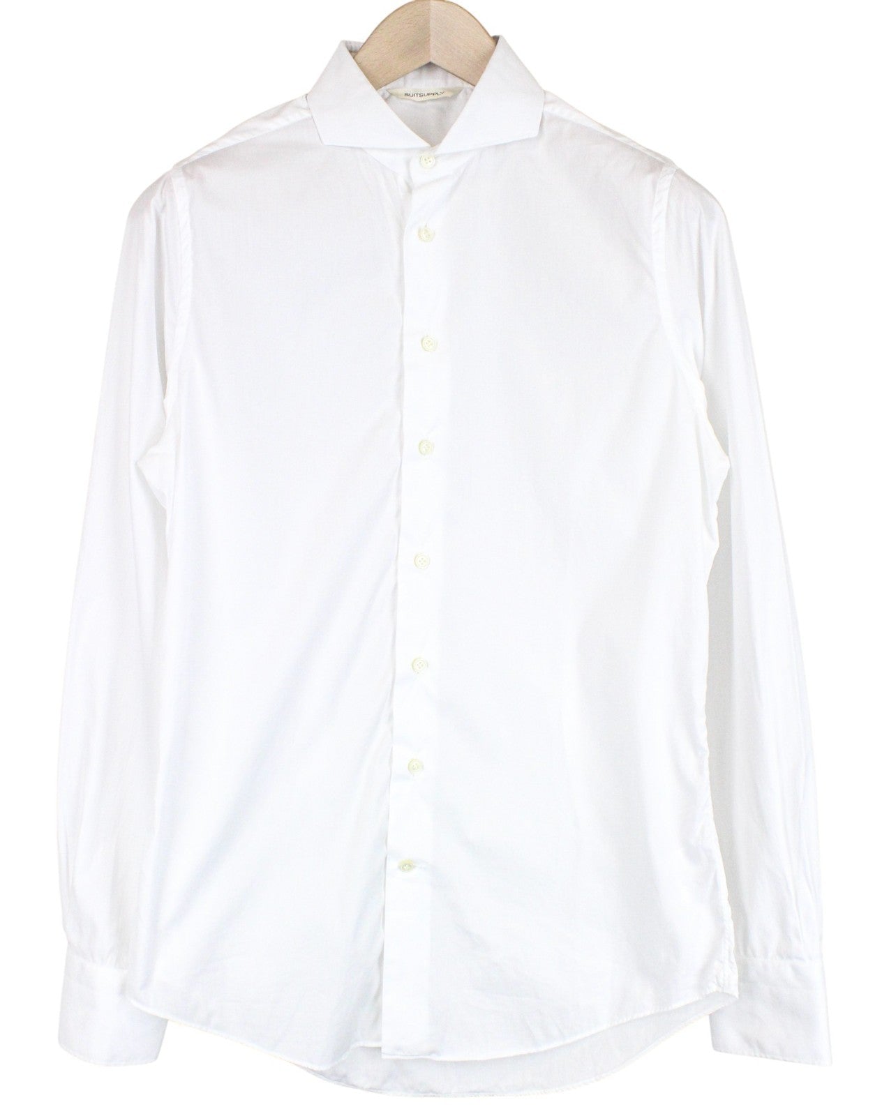 SUITSUPPLY Men's Formal Shirt ~S White Pure Cotton Extra Slim Long Sleeve