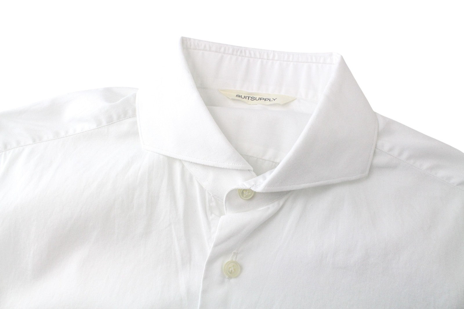 SUITSUPPLY Men's Formal Shirt ~S White Pure Cotton Extra Slim Long Sleeve