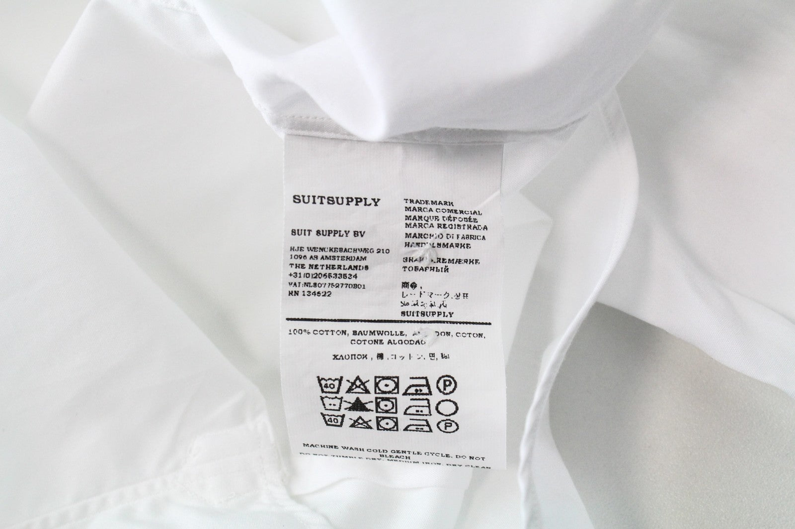 SUITSUPPLY Men's Formal Shirt ~S White Pure Cotton Extra Slim Long Sleeve