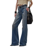 R13 Charlotte Women Jeans 25 Merrin Blue High Rise Flare Leg Faded PF25 RRP795