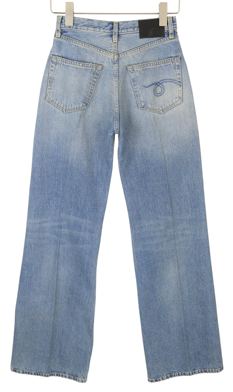 R13 Charlotte Women Jeans 25 Merrin Blue High Rise Flare Leg Faded PF25 RRP795