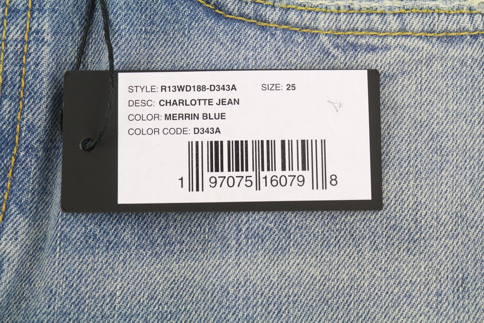 R13 Charlotte Women Jeans 25 Merrin Blue High Rise Flare Leg Faded PF25 RRP795