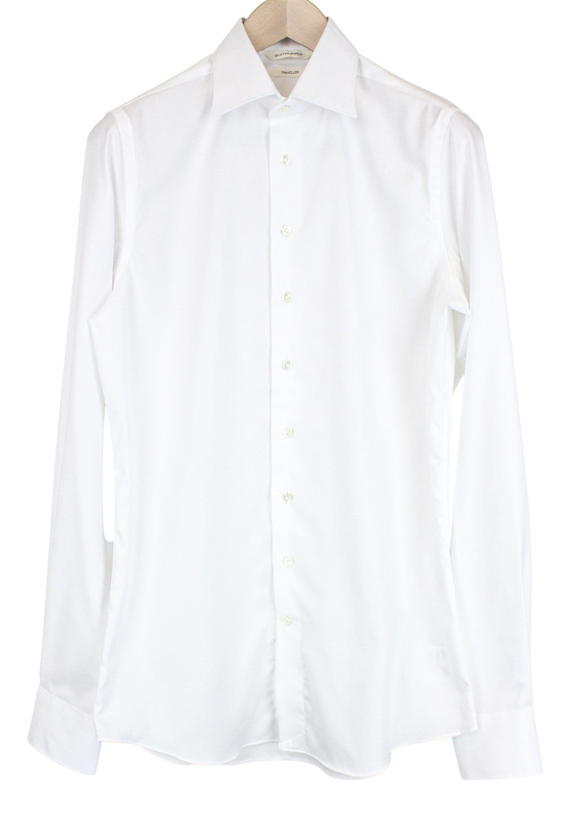 SUITSUPPLY Men's Formal Shirt 39L White Pure Cotton Extra Slim Long Sleeve