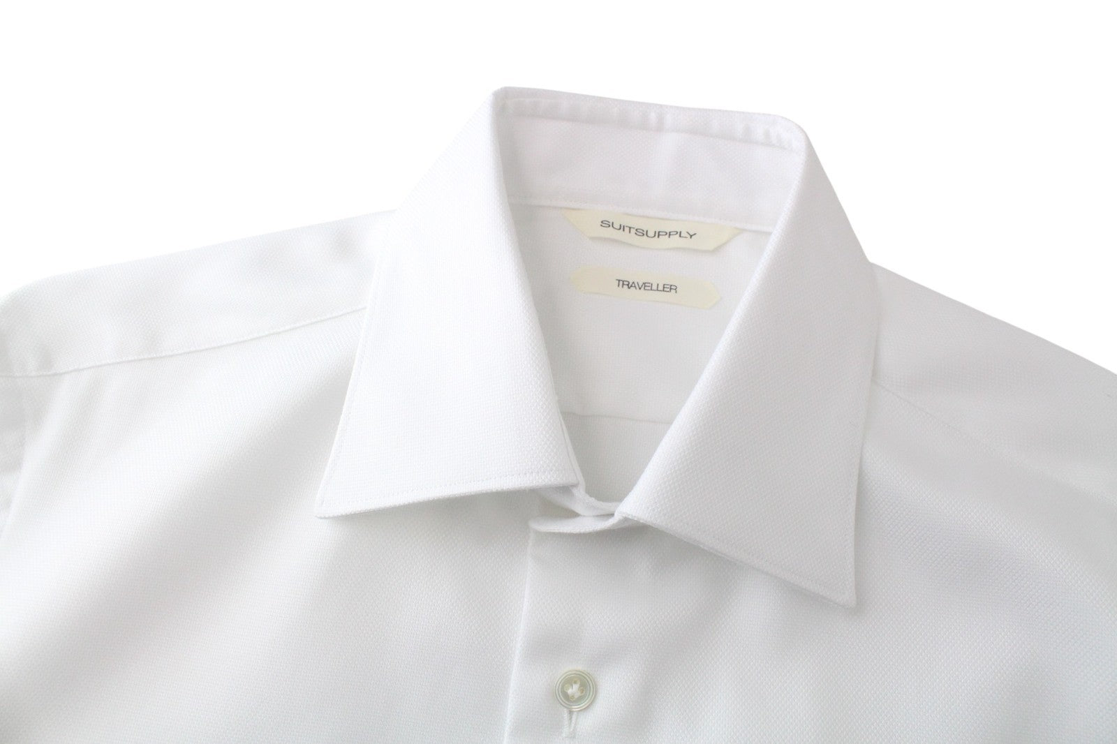 SUITSUPPLY Men's Formal Shirt 39L White Pure Cotton Extra Slim Long Sleeve