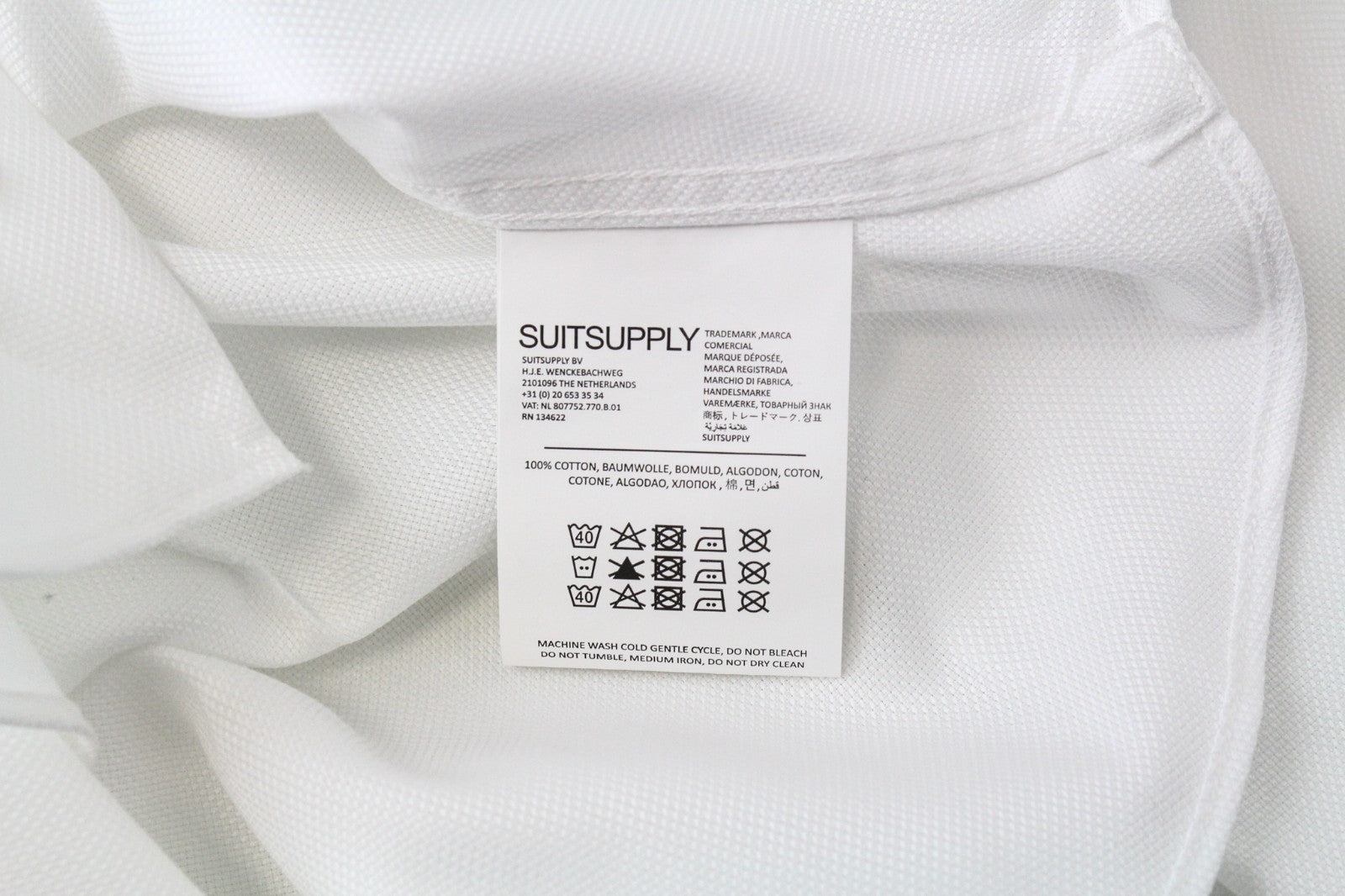 SUITSUPPLY Men's Formal Shirt 39L White Pure Cotton Extra Slim Long Sleeve