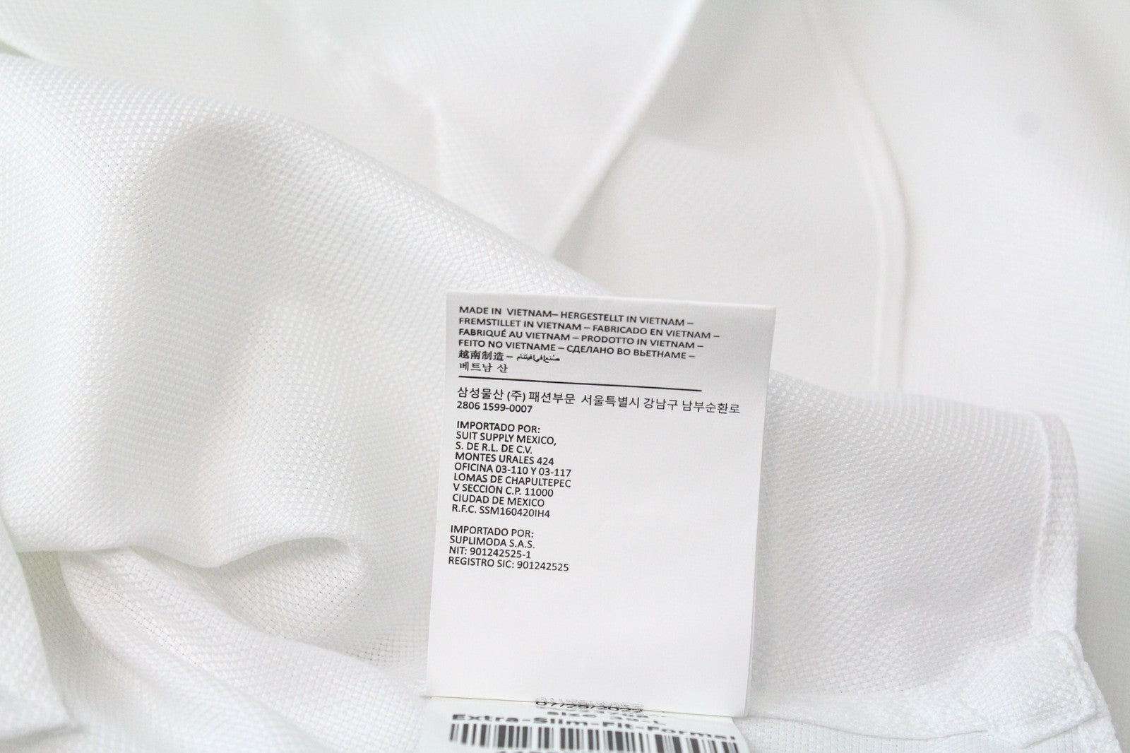 SUITSUPPLY Men's Formal Shirt 39L White Pure Cotton Extra Slim Long Sleeve