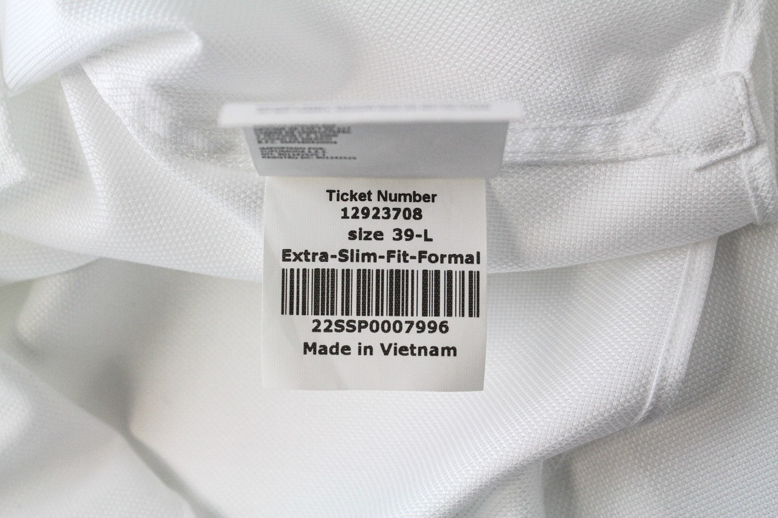 SUITSUPPLY Men's Formal Shirt 39L White Pure Cotton Extra Slim Long Sleeve