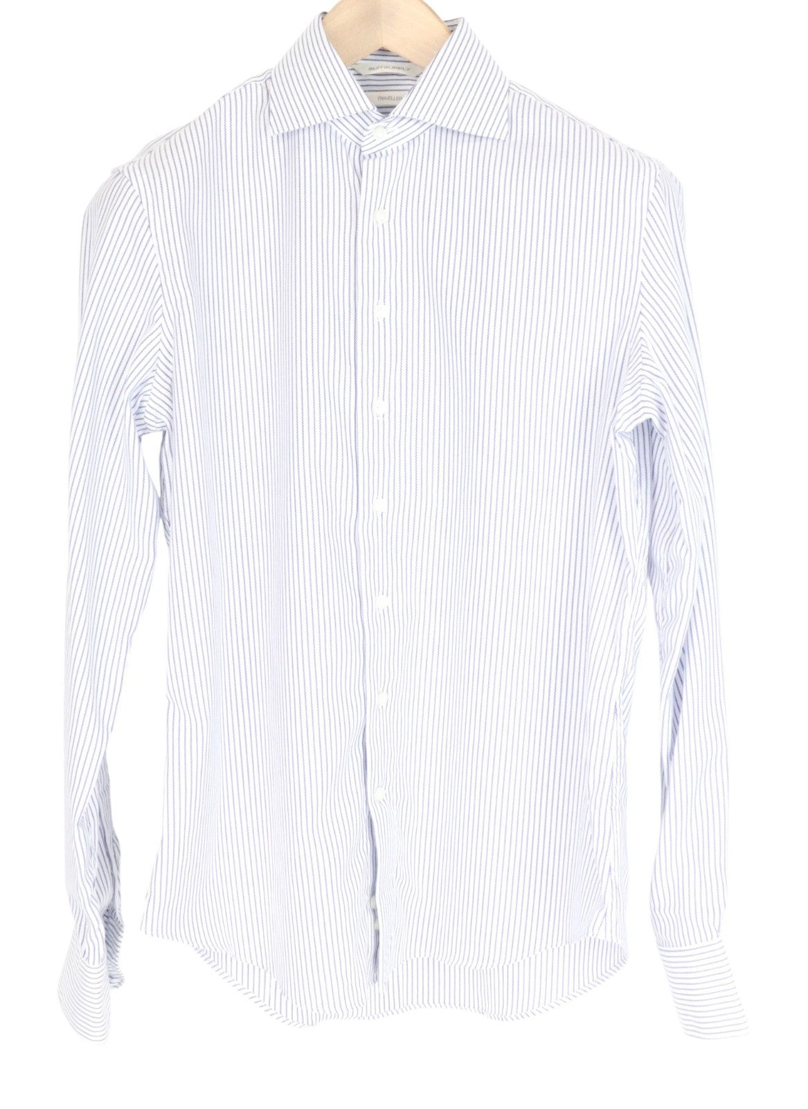 SUITSUPPLY Men's Formal Shirt 38 White Slim Pure Cotton Long Sleeve Striped