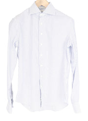 SUITSUPPLY Men's Formal Shirt 38 White Slim Pure Cotton Long Sleeve Striped