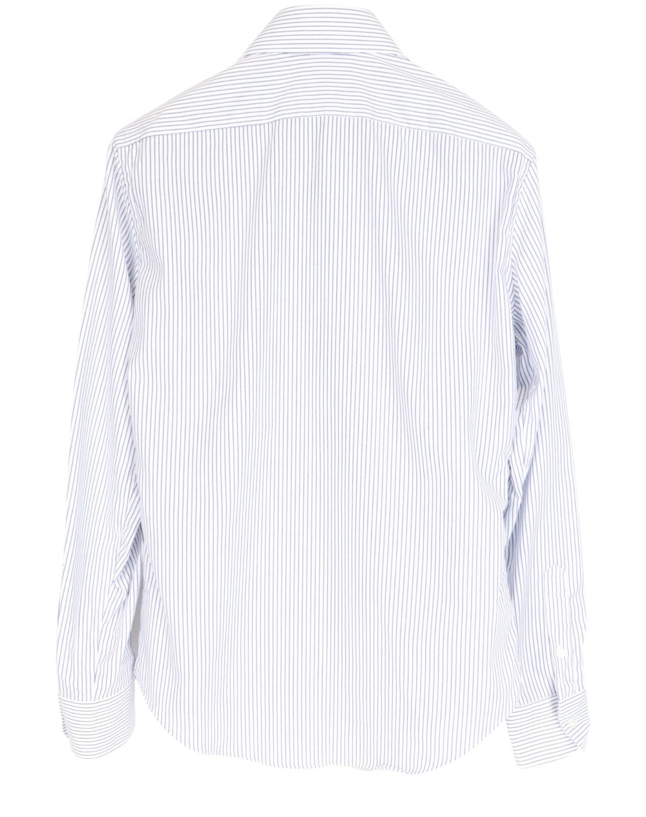 SUITSUPPLY Men's Formal Shirt 38 White Slim Pure Cotton Long Sleeve Striped
