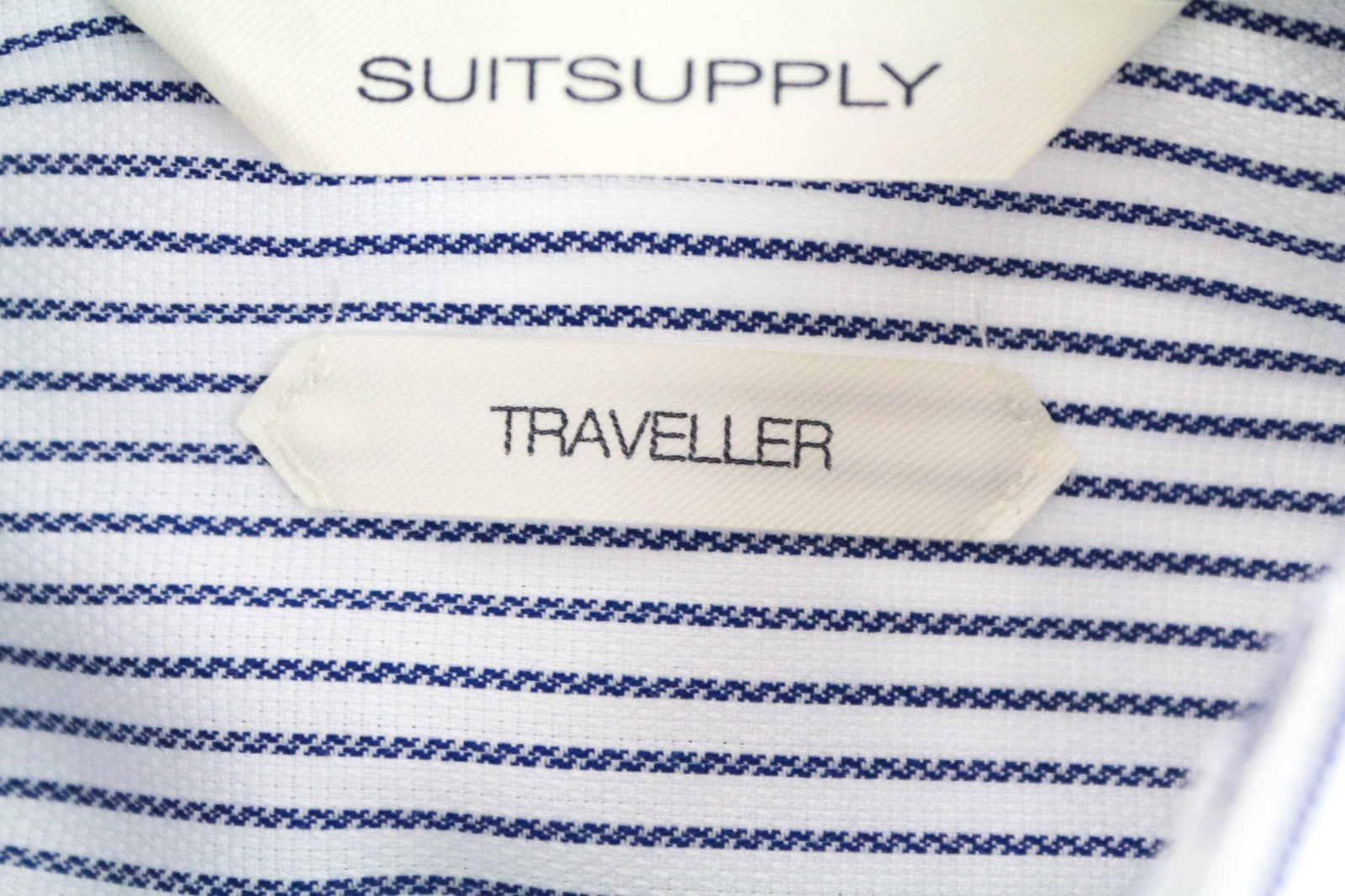 SUITSUPPLY Men's Formal Shirt 38 White Slim Pure Cotton Long Sleeve Striped