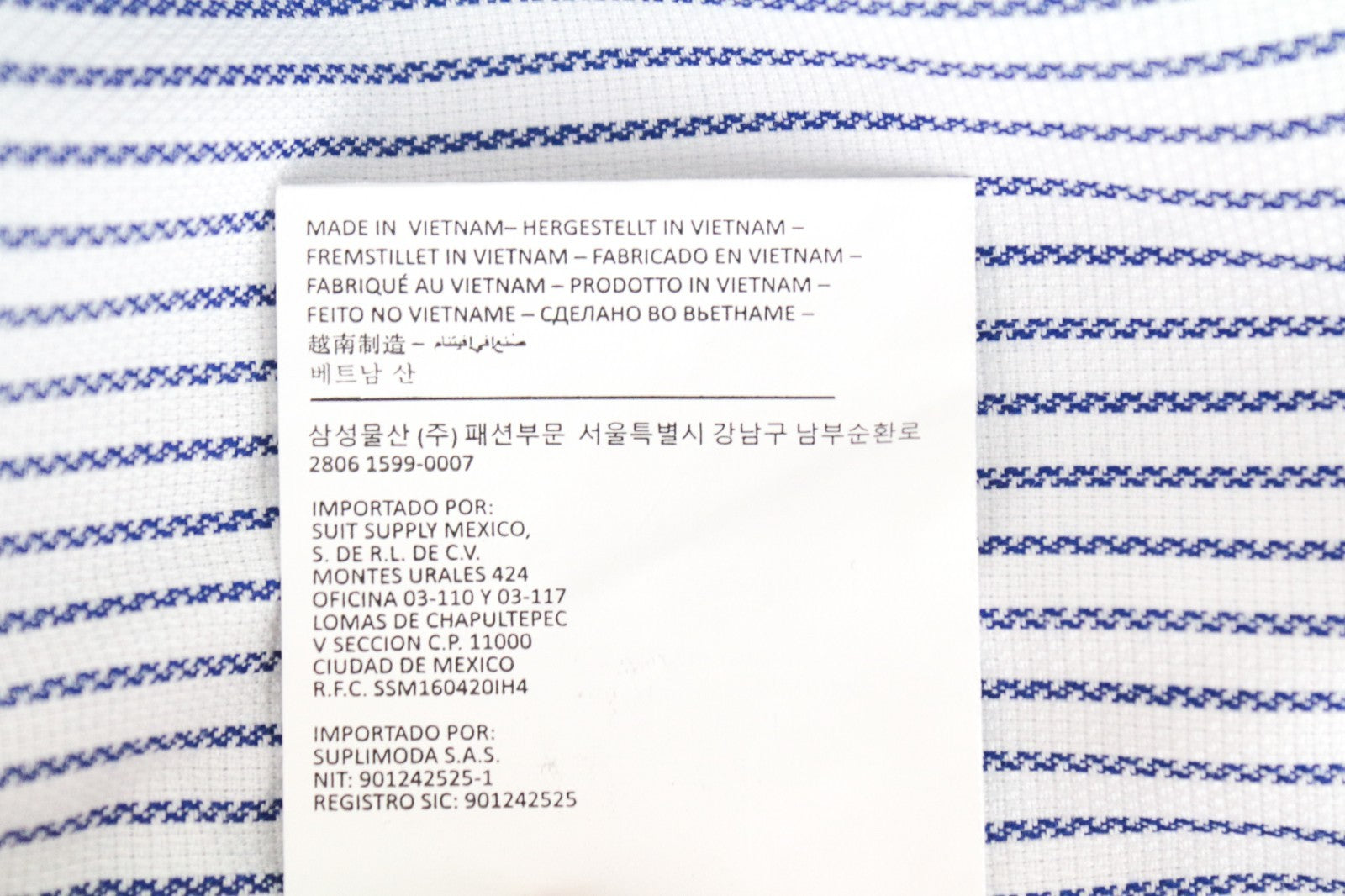 SUITSUPPLY Men's Formal Shirt 38 White Slim Pure Cotton Long Sleeve Striped