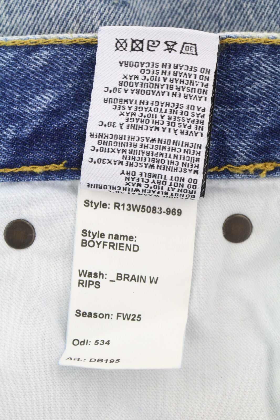 R13 Boyfriend Women Jeans 28 Bain W Rips Distressed Cropped Faded PS25 RRP599