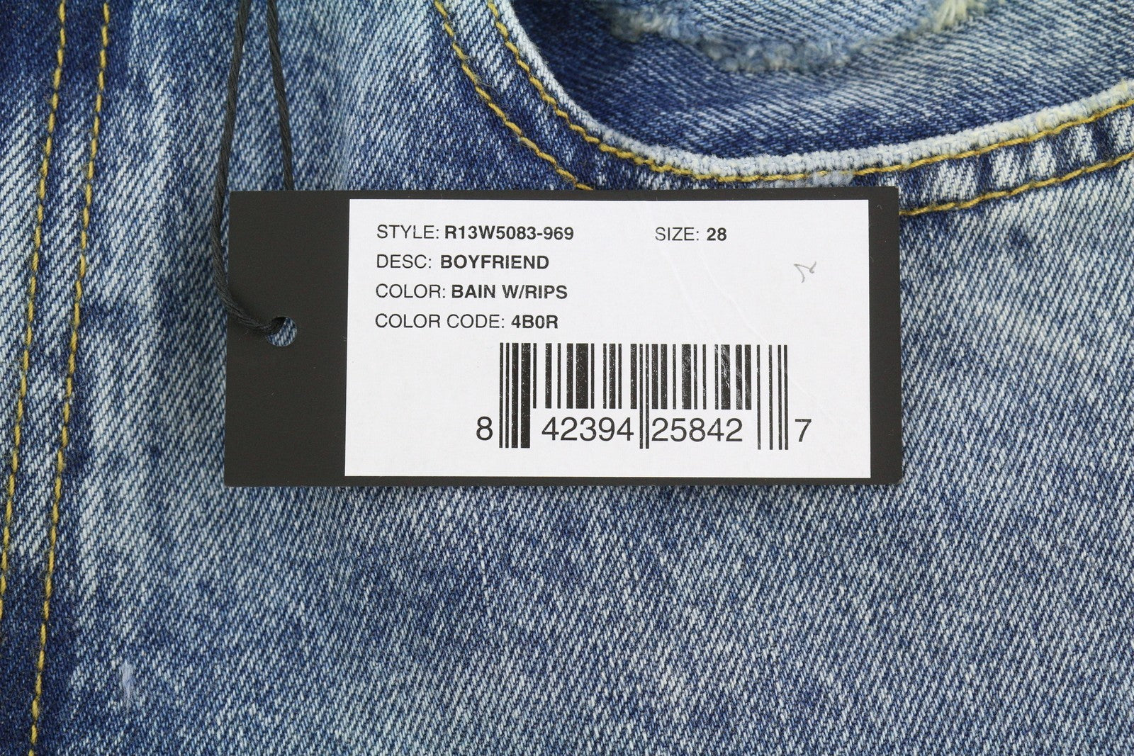 R13 Boyfriend Women Jeans 28 Bain W Rips Distressed Cropped Faded PS25 RRP599