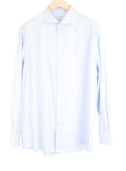 SUITSUPPLY Men's Formal Shirt 47 Blue Slim Checked Long Sleeve Pure Cotton