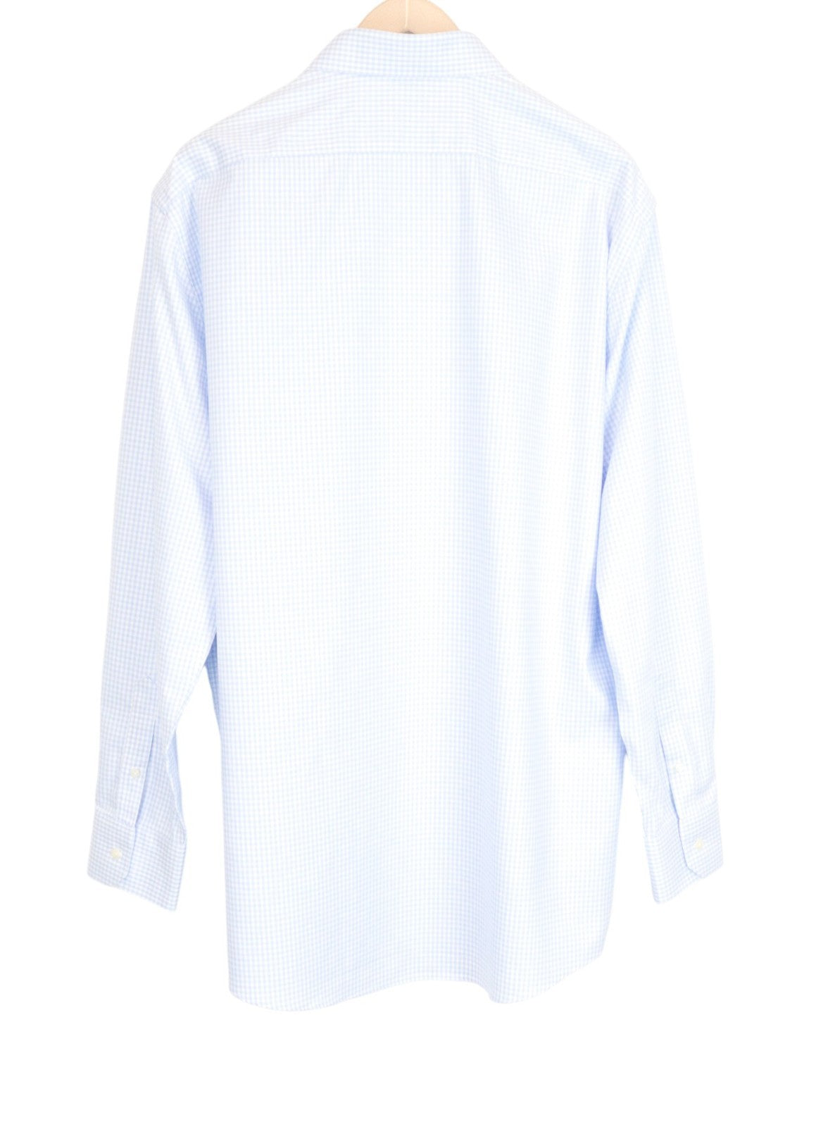 SUITSUPPLY Men's Formal Shirt 47 Blue Slim Checked Long Sleeve Pure Cotton