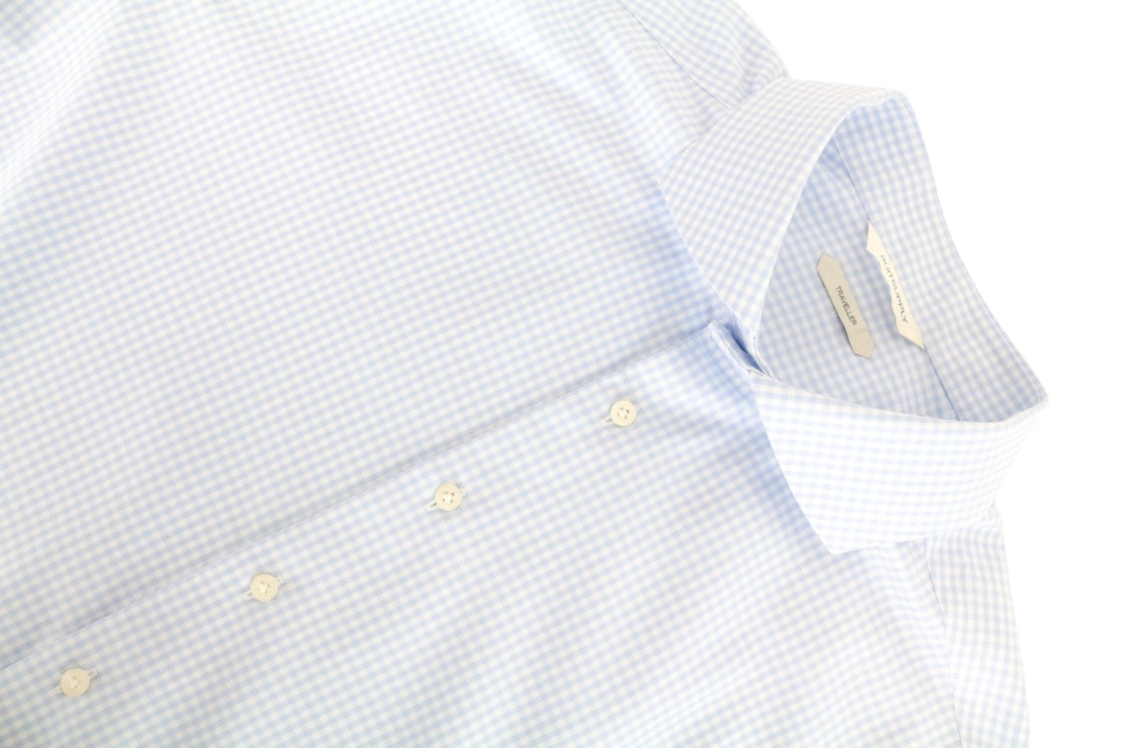 SUITSUPPLY Men's Formal Shirt 47 Blue Slim Checked Long Sleeve Pure Cotton