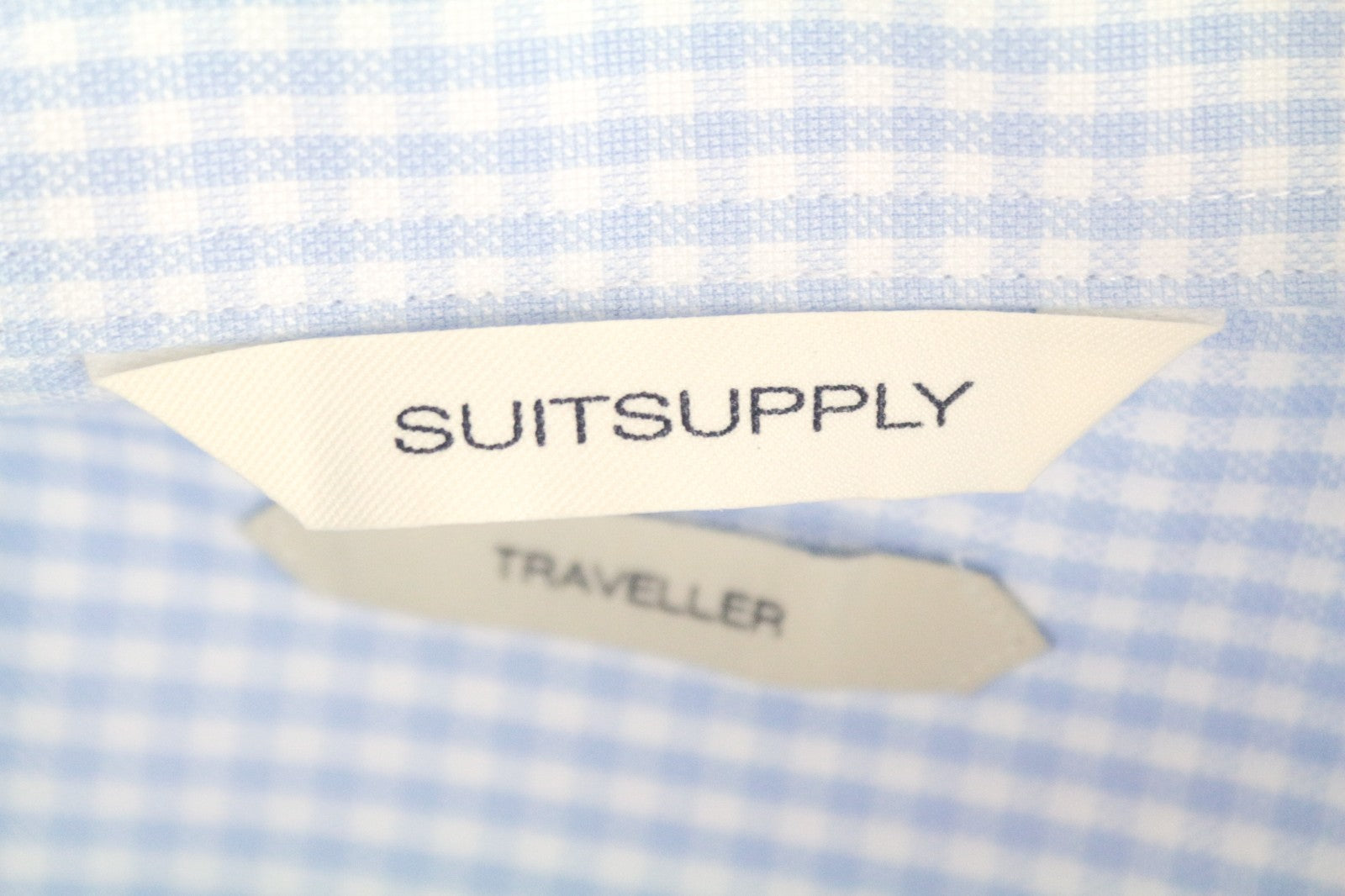SUITSUPPLY Men's Formal Shirt 47 Blue Slim Checked Long Sleeve Pure Cotton