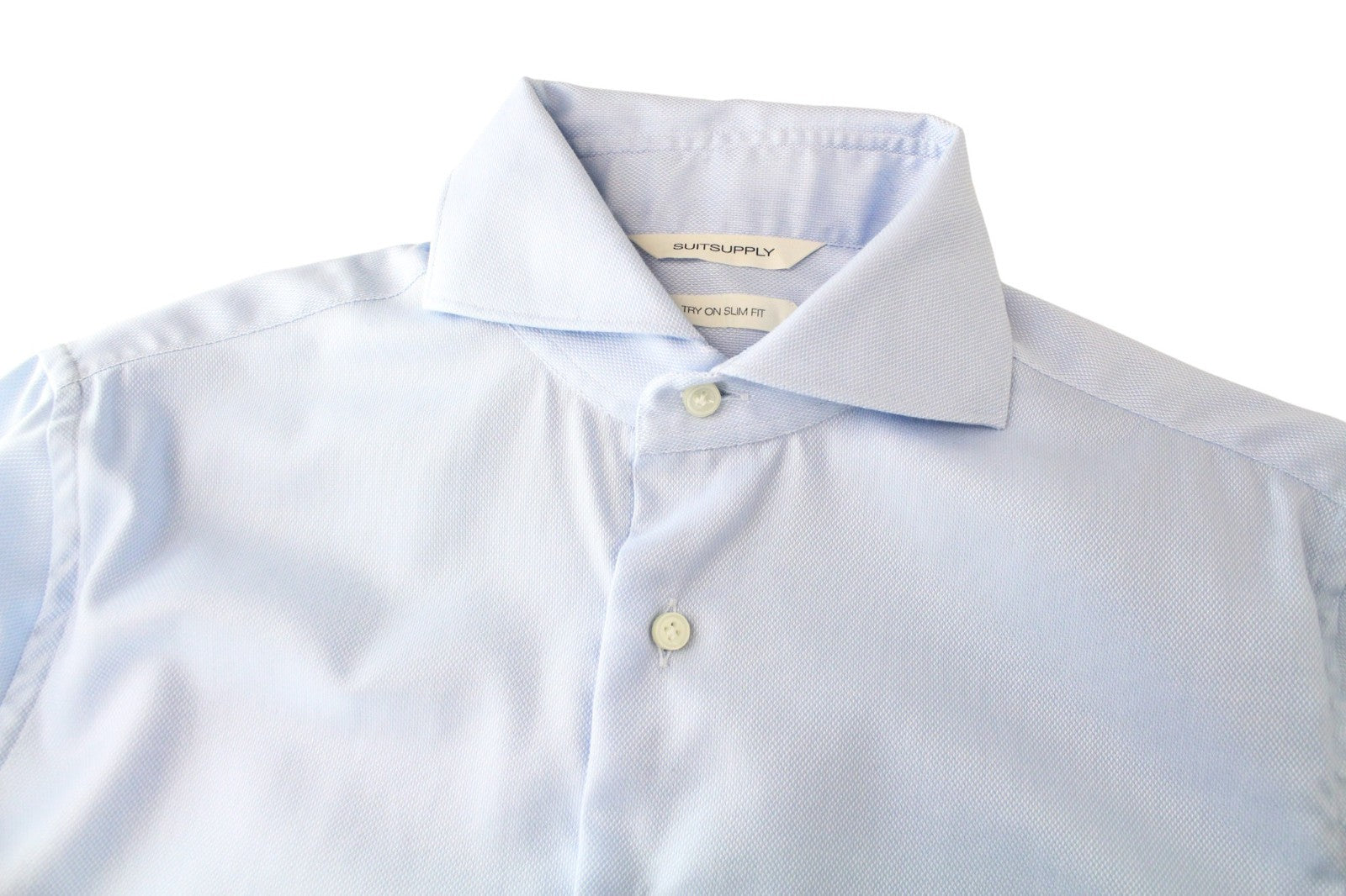 SUITSUPPLY Men's Formal Shirt 37/14.5 Blue Extra Slim Pure Cotton Long Sleeve