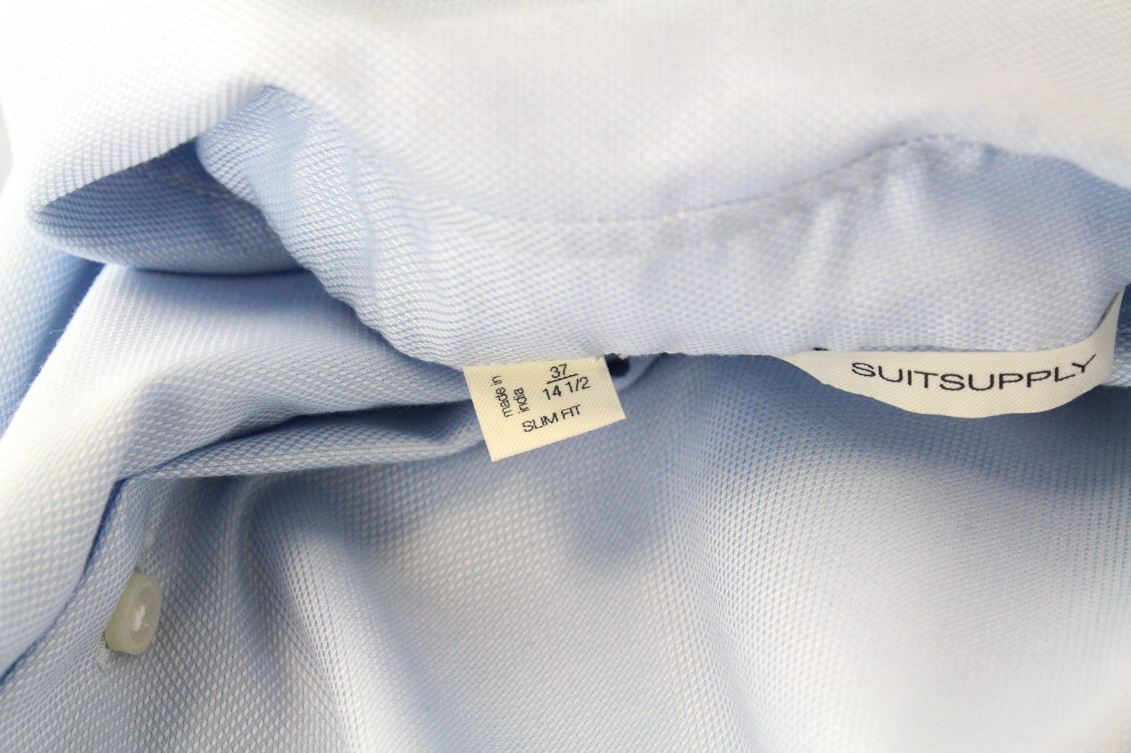 SUITSUPPLY Men's Formal Shirt 37/14.5 Blue Extra Slim Pure Cotton Long Sleeve