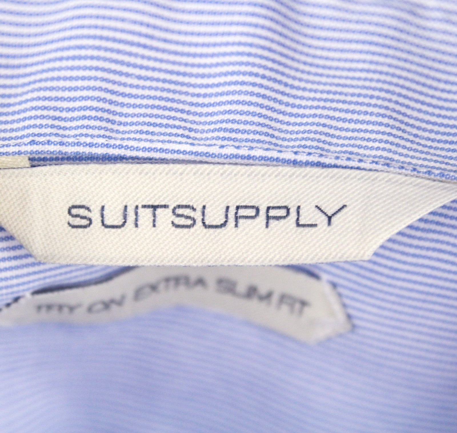 SUITSUPPLY Men's Formal Shirt 40/15.75 Extra Slim Cotton Blue Long Sleeve