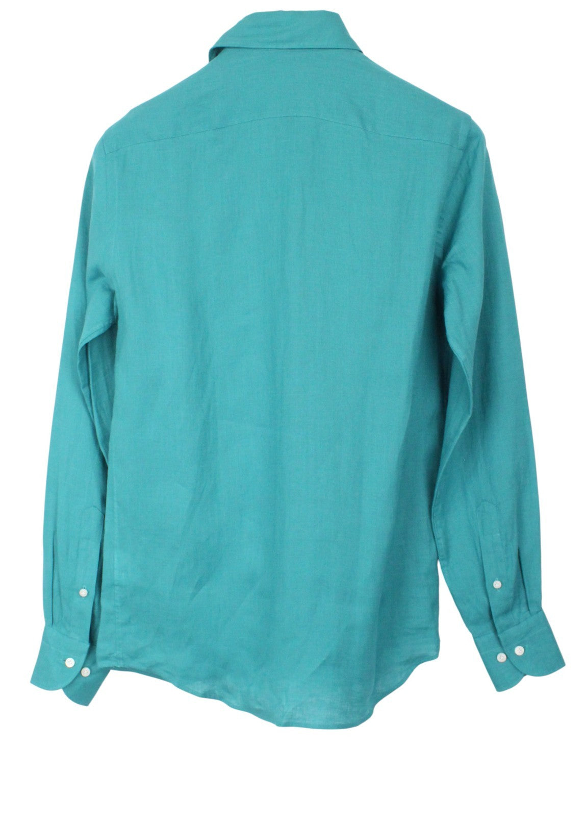 SUITSUPPLY Men's Formal Shirt 35/36/13.5/14 Green Linen Slim Long Sleeve