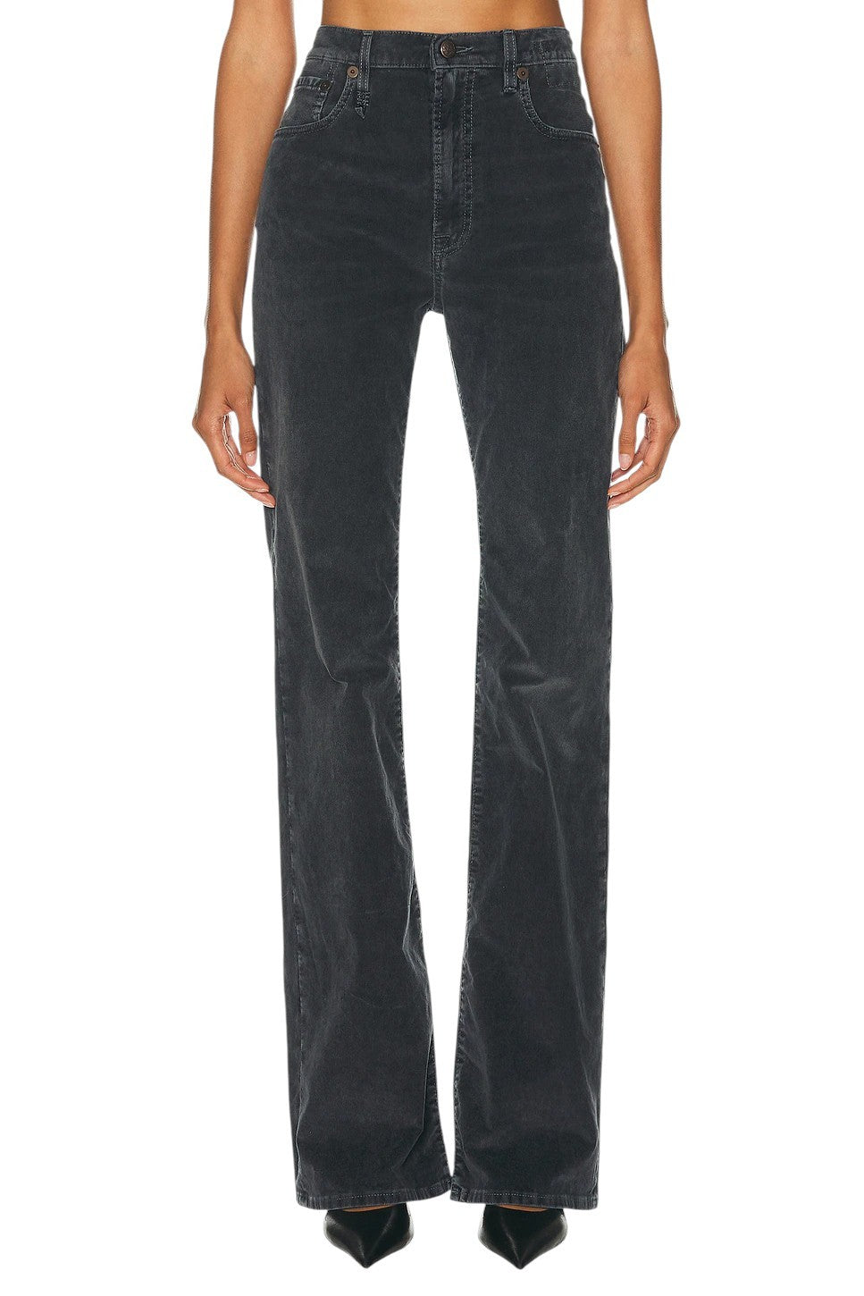 R13 Jane Women Trousers 25 Obsidian Stretch Cord Bootcut Fit Zip FW25 RRP699