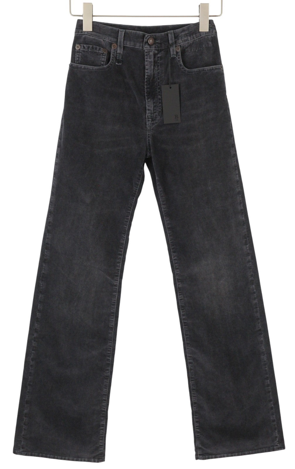 R13 Jane Women Trousers 25 Obsidian Stretch Cord Bootcut Fit Zip FW25 RRP699