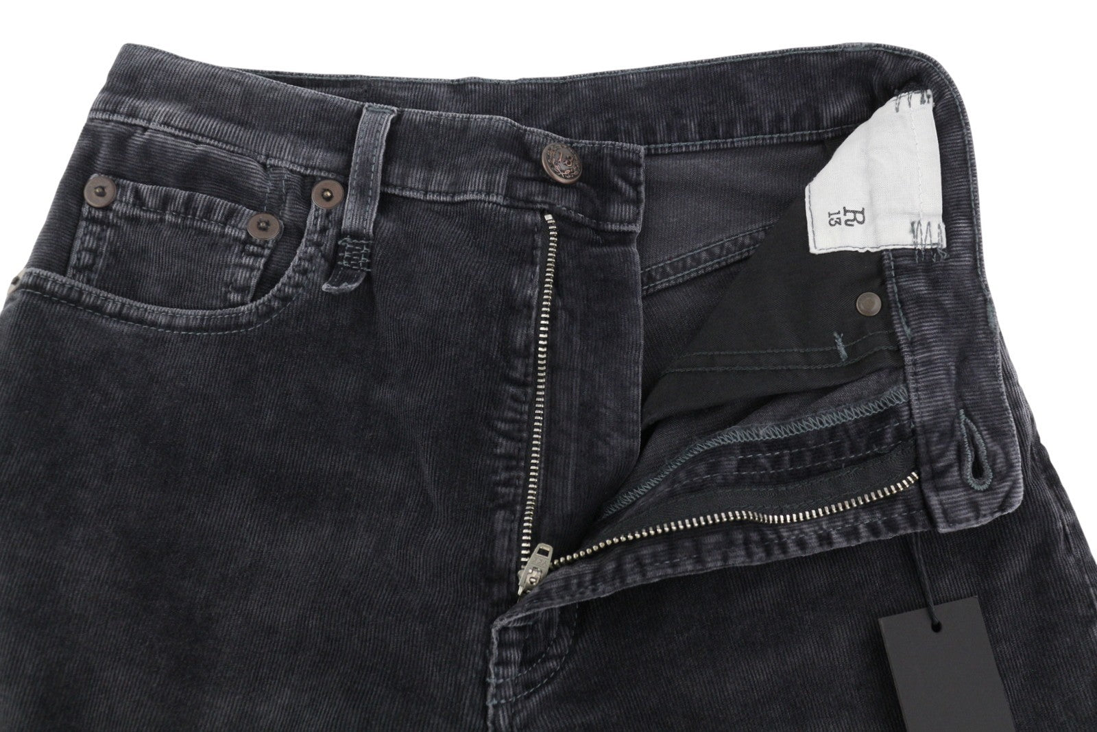 R13 Jane Women Trousers 25 Obsidian Stretch Cord Bootcut Fit Zip FW25 RRP699